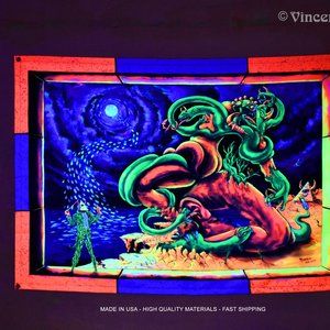 UV Blacklight Tapestry Cool Hippie Wall Room Home Decor Psychedelic Trippy Art